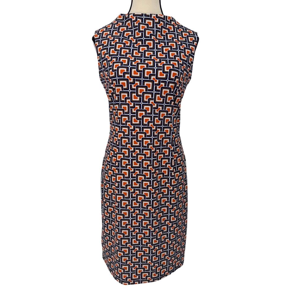 Jude Connally Betty Mod Square Dress Orange Navy Geometric Sleeveless Shift sz S